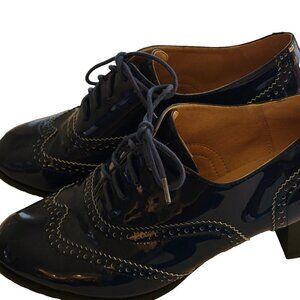 Odema Blue Leather Wingtip Shoes Sz 9.5 Lace Up Women's Shoes